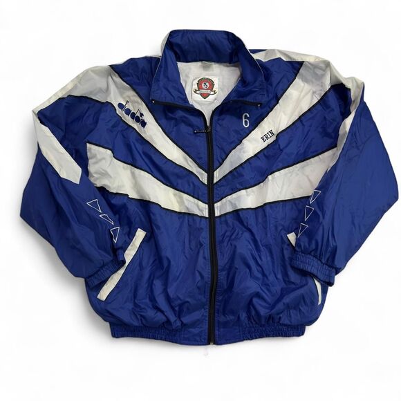 Diadora Track Jacket Men’s Large Blue White Vintage 90s Windbreaker Nylon - Picture 1 of 5